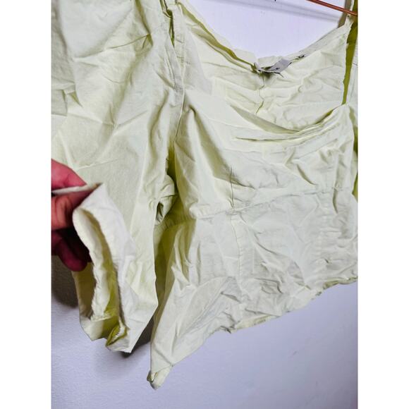 VINCE Green Cotton Square Neckline Three-Quarter Sleeves Draped Top Size 12 - Picture 6 of 13